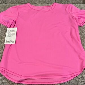 Lululemon High Neck Run and Train Tee Pow Pink Light, size 10. Like new.